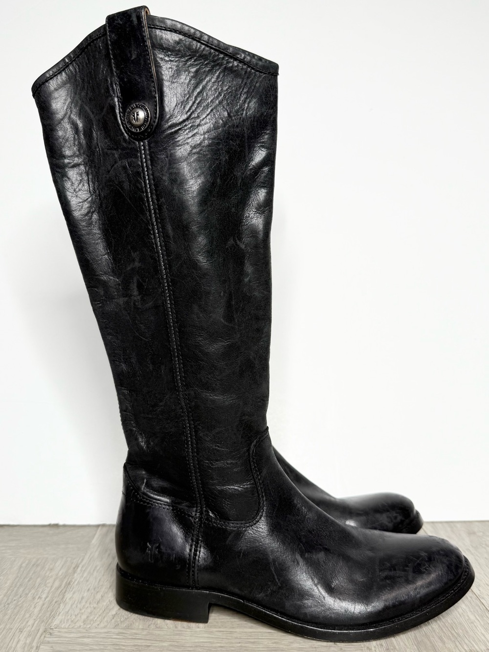 Frye Melissa Black Leather Riding Boot 6 1/2 B